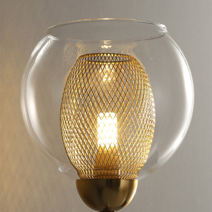 Lisslune | Dual Cup Form Wall Mounted Lamp Modernist Simple Clear Glass and Metallic Wall Sconce in Black/Gold