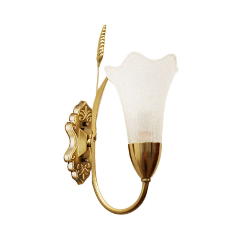 Skørter | Opal Glass Petal Wall Lamp Fixture Lodge Stylish 1/2-Light Living Room Wall Light in Brass