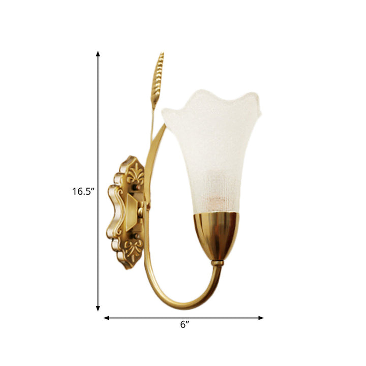 Skørter | Opal Glass Petal Wall Lamp Fixture Lodge Stylish 1/2-Light Living Room Wall Light in Brass