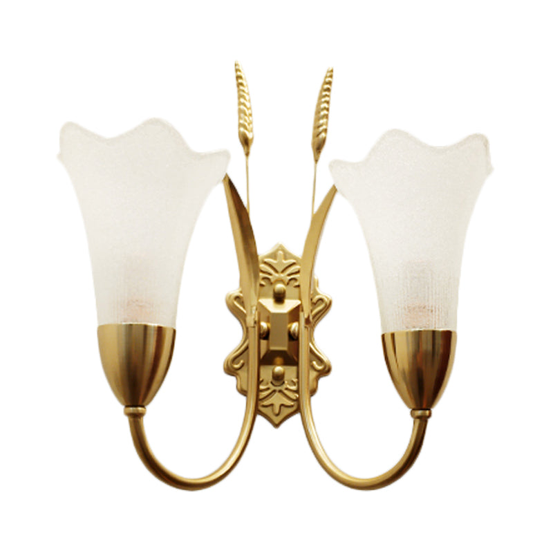 Skørter | Opal Glass Petal Wall Lamp Fixture Lodge Stylish 1/2-Light Living Room Wall Light in Brass