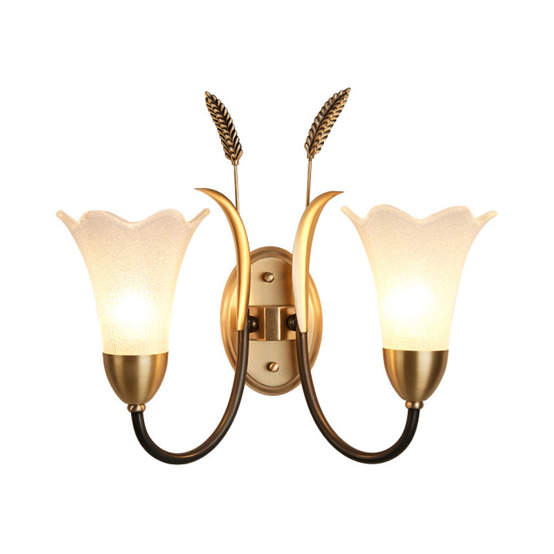 Skørter | Opal Glass Petal Wall Lamp Fixture Lodge Stylish 1/2-Light Living Room Wall Light in Brass