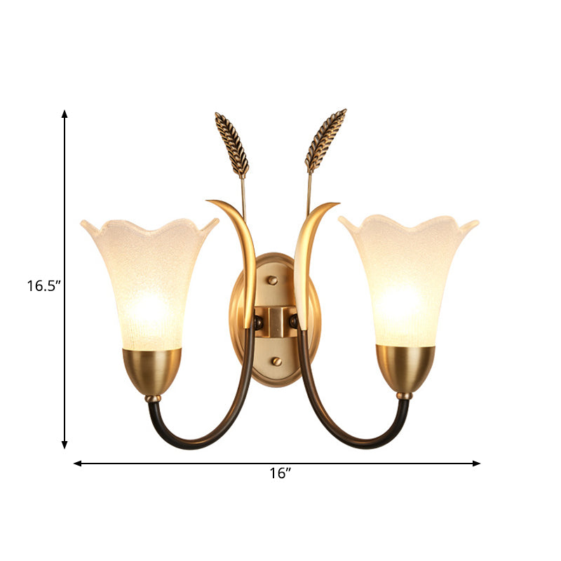 Skørter | Opal Glass Petal Wall Lamp Fixture Lodge Stylish 1/2-Light Living Room Wall Light in Brass