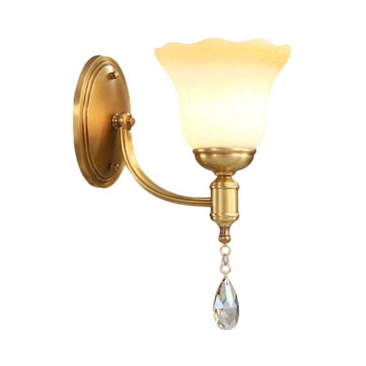 Skørter | Bell Shade Bedroom Wall Mounted Lamp Vintage Style Matte Glass 1/2-Light Brass Finish Wall Lamp