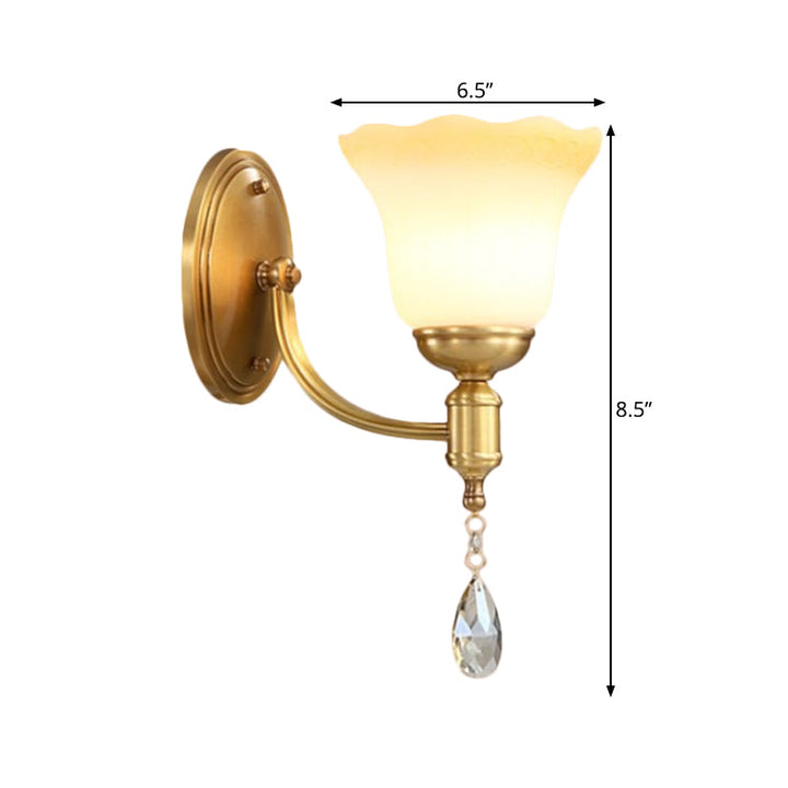 Skørter | Bell Shade Bedroom Wall Mounted Lamp Vintage Style Matte Glass 1/2-Light Brass Finish Wall Lamp