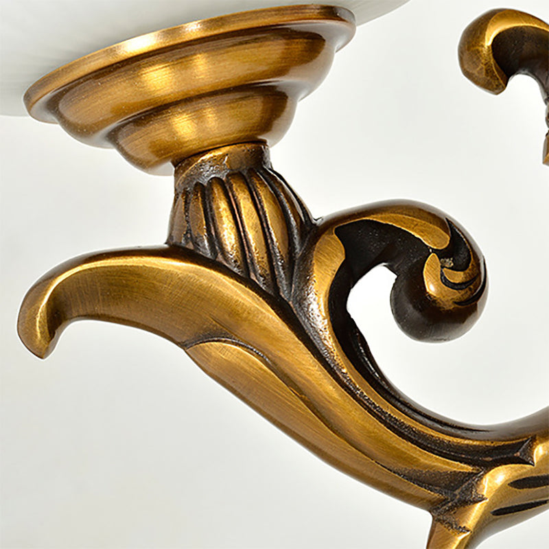 Skørter | Lotus Shade Indoor Wall Lamp Vintage White Glass and Metal 1 Light Brass Finish Wall Lamp