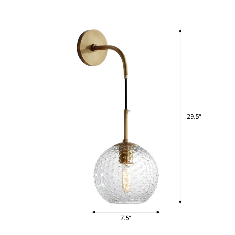 Skørter | Pink/Yellow/Blue Glass Globe Wall Lamp Retro 1-Bulb Arm Sconce Light in Brass Finish