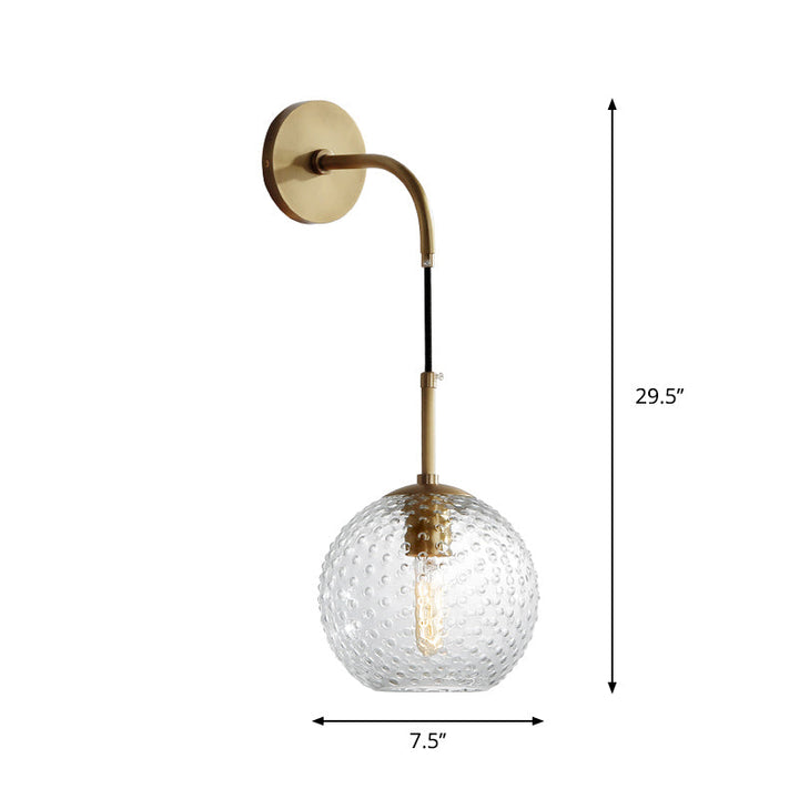 Skørter | Pink/Yellow/Blue Glass Globe Wall Lamp Retro 1-Bulb Arm Sconce Light in Brass Finish