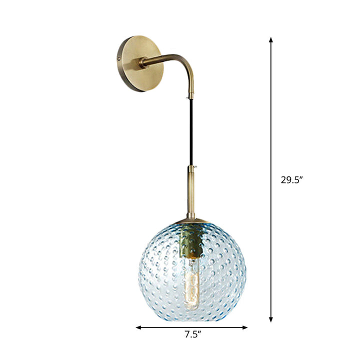 Skørter | Pink/Yellow/Blue Glass Globe Wall Lamp Retro 1-Bulb Arm Sconce Light in Brass Finish