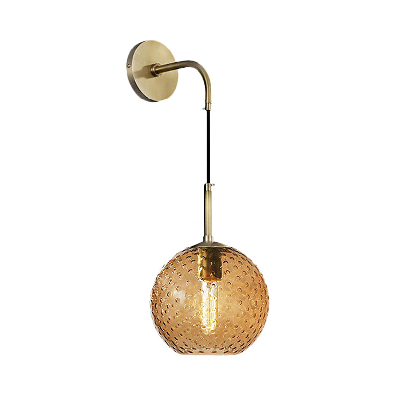 Skørter | Pink/Yellow/Blue Glass Globe Wall Lamp Retro 1-Bulb Arm Sconce Light in Brass Finish