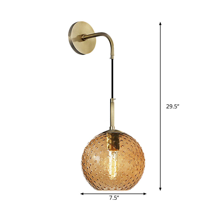 Skørter | Pink/Yellow/Blue Glass Globe Wall Lamp Retro 1-Bulb Arm Sconce Light in Brass Finish