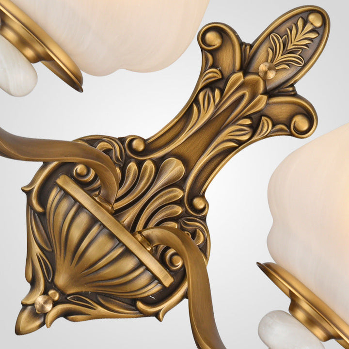 Skørter | 1/2-head wall lamp lighting traditional style petal shade frosted glass wall-mounted lamp in brass