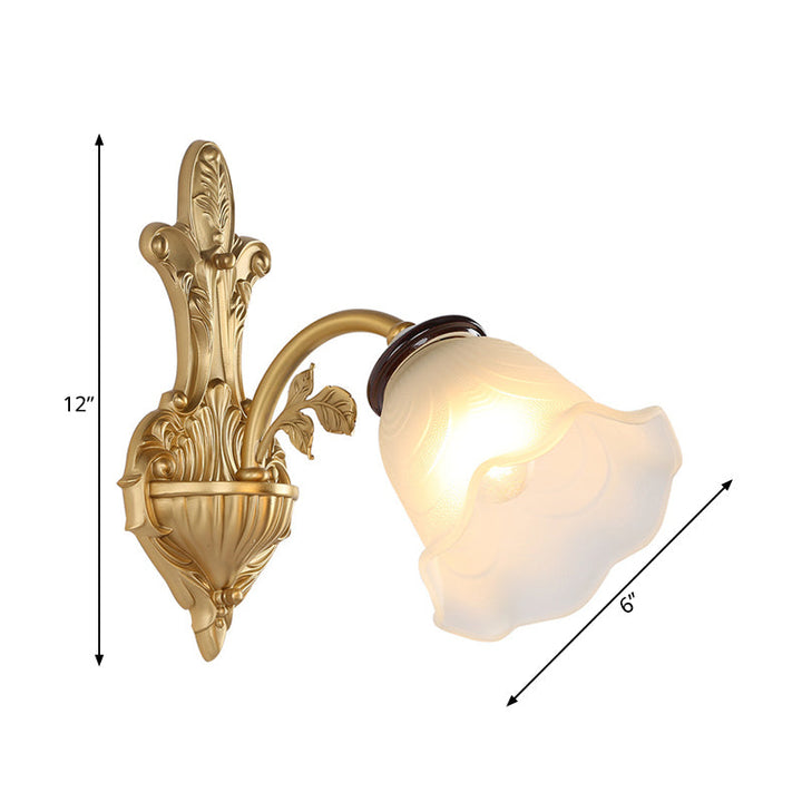 Skørter | Milk Glass Bell Wall Light Vintage Stylish 1/2-Head Hall Wall Mounted Lamp in Brass