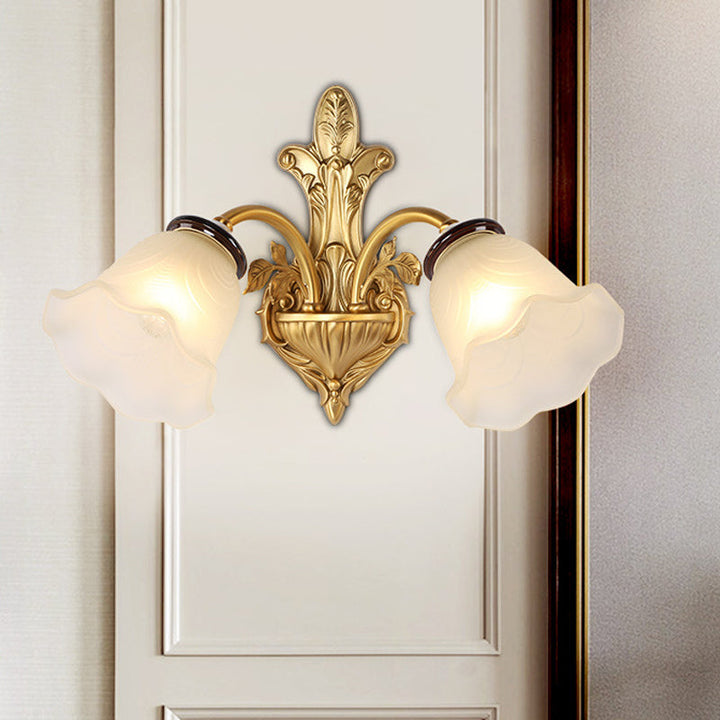 Skørter | Milk Glass Bell Wall Light Vintage Stylish 1/2-Head Hall Wall Mounted Lamp in Brass