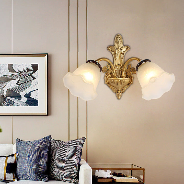 Skørter | Milk Glass Bell Wall Light Vintage Stylish 1/2-Head Hall Wall Mounted Lamp in Brass
