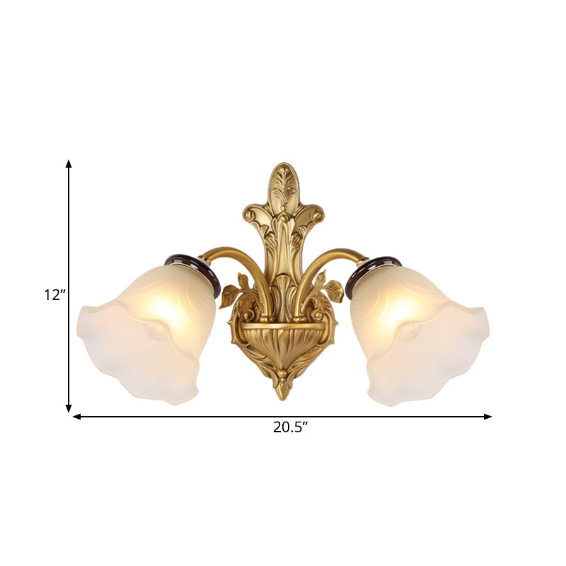 Skørter | Milk Glass Bell Wall Light Vintage Stylish 1/2-Head Hall Wall Mounted Lamp in Brass