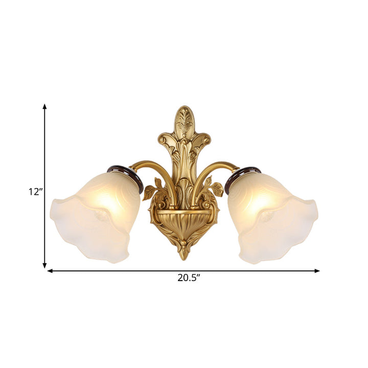Skørter | Milk Glass Bell Wall Light Vintage Stylish 1/2-Head Hall Wall Mounted Lamp in Brass