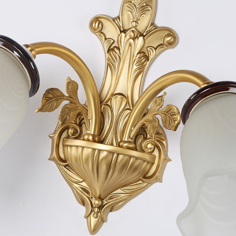 Skørter | Milk Glass Bell Wall Light Vintage Stylish 1/2-Head Hall Wall Mounted Lamp in Brass