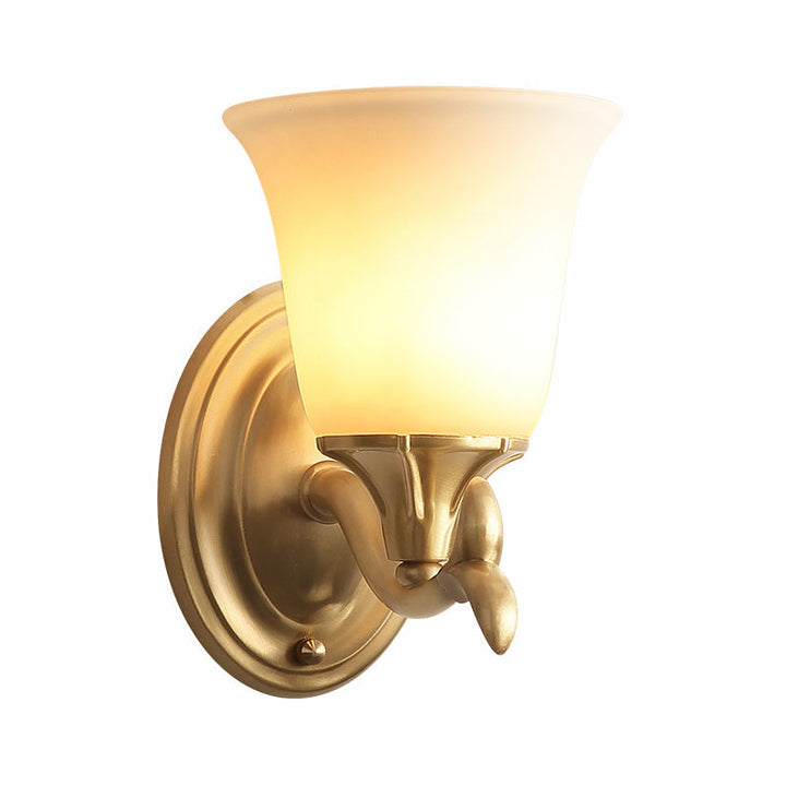 Skørter | Bell White Glass Wall Light Modernism Style 1/2-Head Living Room Wall Lamp in Brass