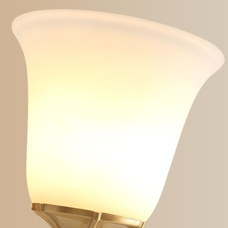 Skørter | Bell White Glass Wall Light Modernism Style 1/2-Head Living Room Wall Lamp in Brass