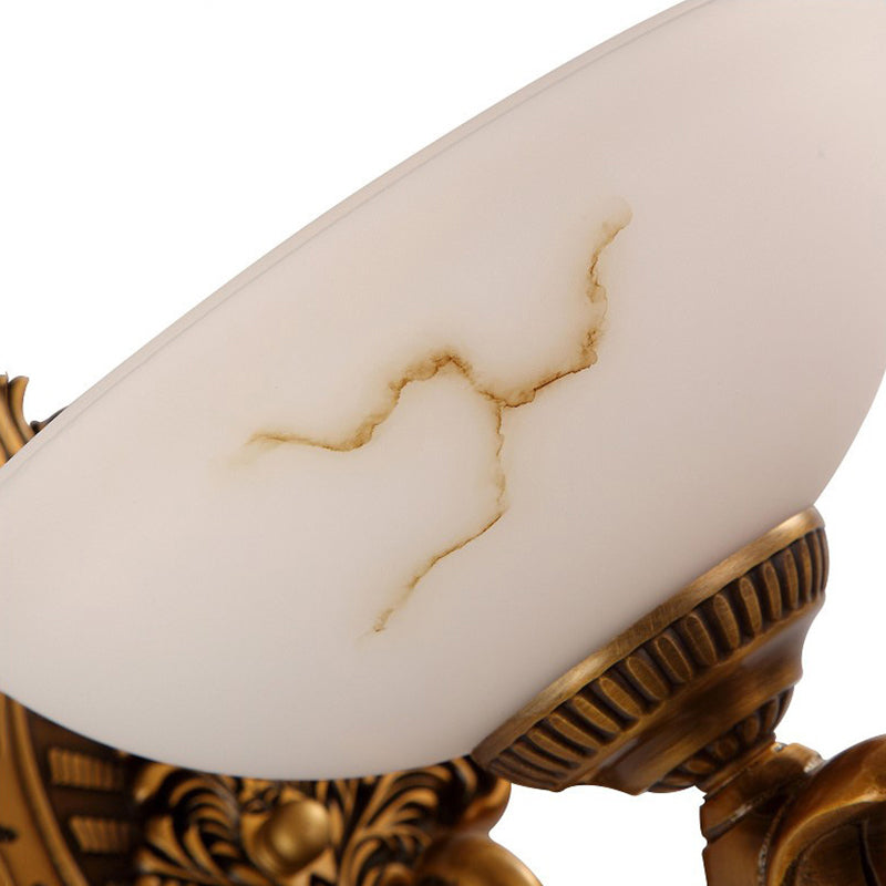 Skørter | Antique Brass 1/2-Ball Wall Mount Lighting Colonial Style Etched Glass Shade Wall Lamp