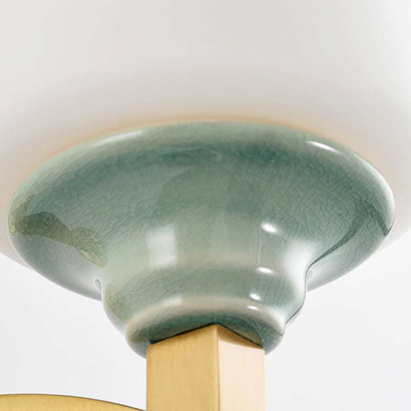 Skørter | 1/2-Light Wall Lamp Modernism Style Bell Shade Milk Glass Wall Lamp in Gold for Dining Room