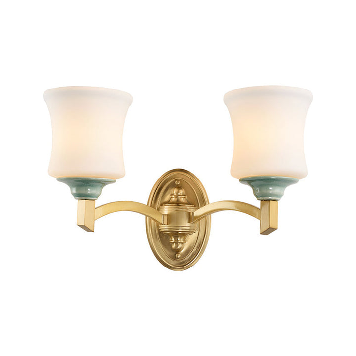 Skørter | 1/2-Light Wall Lamp Modernism Style Bell Shade Milk Glass Wall Lamp in Gold for Dining Room