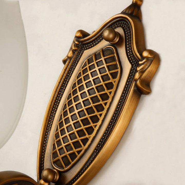 Skørter | Bowl White Glass Wall Lamp Vintage Style 1/2-Cup Bedroom Wall Sconces Light in Brass