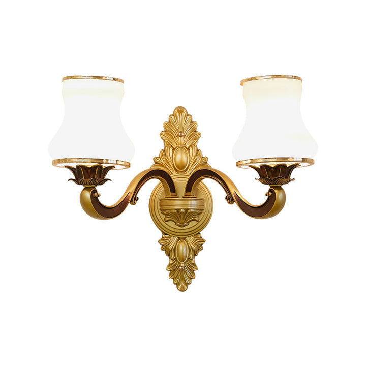 Skørter | Bell Living Room Wall Lamp Traditional Stylish Milk Glass and Metal 1/2-Cap Gold Finish Wall Lamp