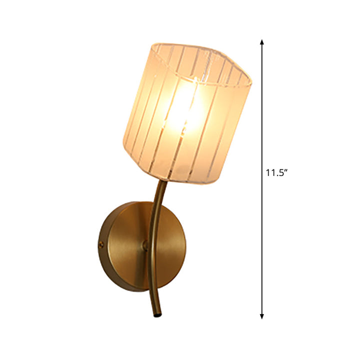 Skørter | Modern Style Rectangular Wall Lamp 1/2-Light Frosted Glass Wall Lighting Fixture in Gold for Bedroom