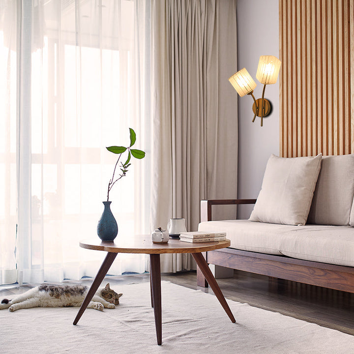 Skørter | Modern Style Rectangular Wall Lamp 1/2-Light Frosted Glass Wall Lighting Fixture in Gold for Bedroom