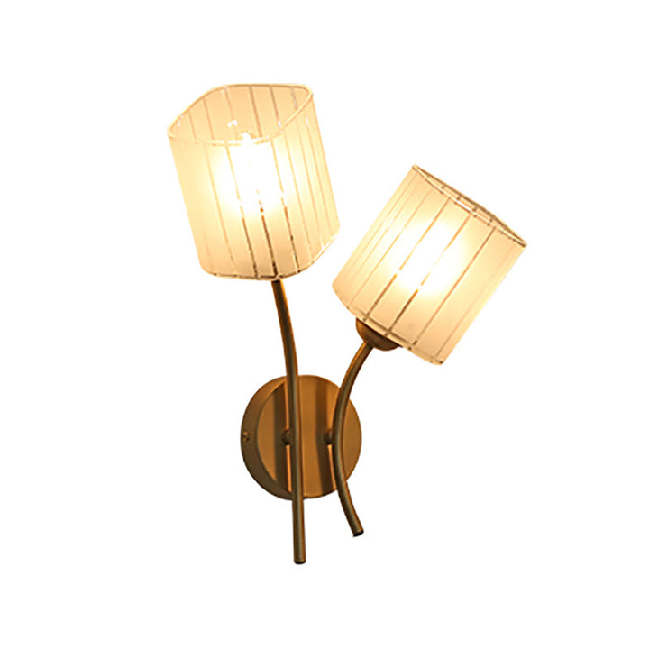 Skørter | Modern Style Rectangular Wall Lamp 1/2-Light Frosted Glass Wall Lighting Fixture in Gold for Bedroom