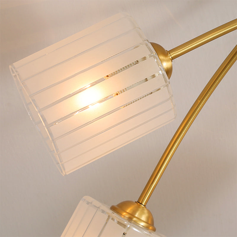 Skørter | Modern Style Rectangular Wall Lamp 1/2-Light Frosted Glass Wall Lighting Fixture in Gold for Bedroom
