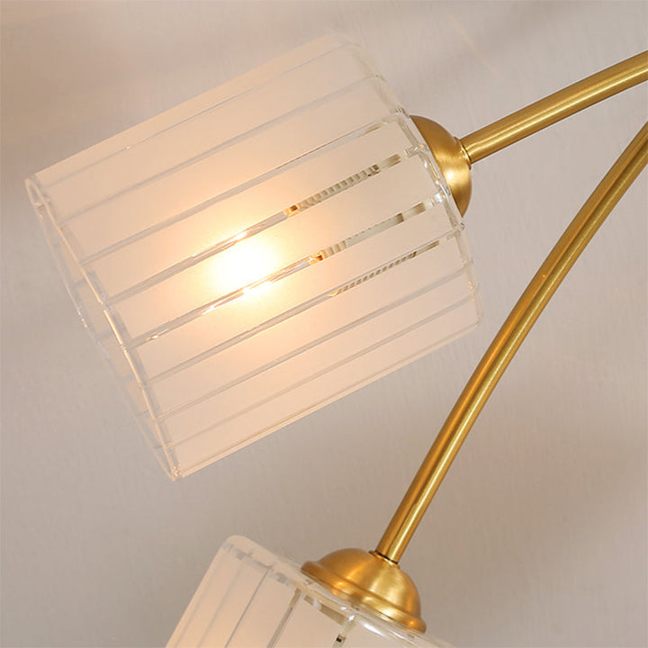 Skørter | Modern Style Rectangular Wall Lamp 1/2-Light Frosted Glass Wall Lighting Fixture in Gold for Bedroom