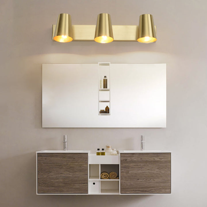 Skørter | Brass 1/2/3-Light Wall Lamp Traditional Metal Cone-Shaped Wall Light for Bathroom
