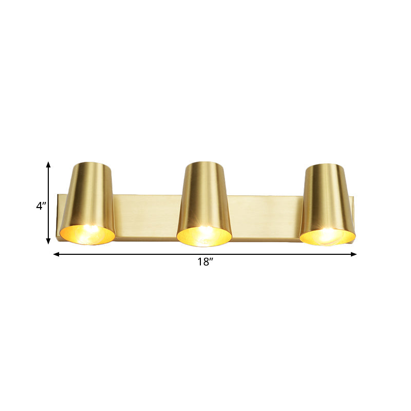 Skørter | Brass 1/2/3-Light Wall Lamp Traditional Metal Cone-Shaped Wall Light for Bathroom