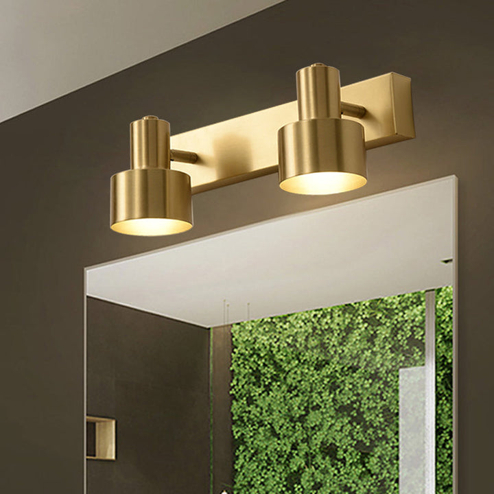 Skørter | Metal Brass Wall Vanity Light Cylinder 1/2/3-Lamp LED Traditionalist Wall Lamp Fixture for the Bathroom