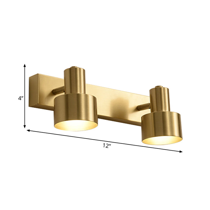 Skørter | Metal Brass Wall Vanity Light Cylinder 1/2/3-Lamp LED Traditionalist Wall Lamp Fixture for the Bathroom