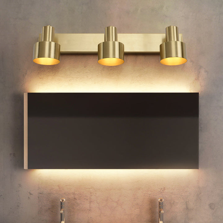 Skørter | Metal Brass Wall Vanity Light Cylinder 1/2/3-Lamp LED Traditionalist Wall Lamp Fixture for the Bathroom