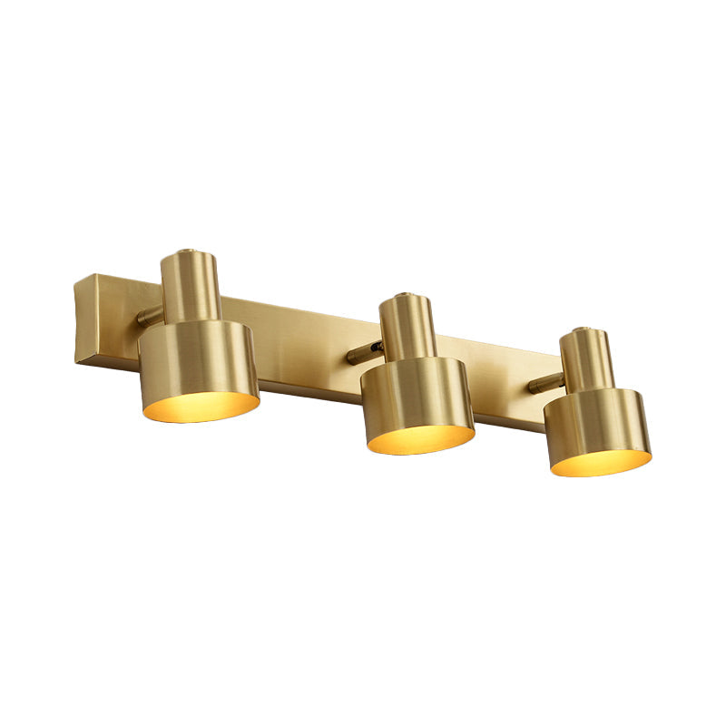 Skørter | Metal Brass Wall Vanity Light Cylinder 1/2/3-Lamp LED Traditionalist Wall Lamp Fixture for the Bathroom