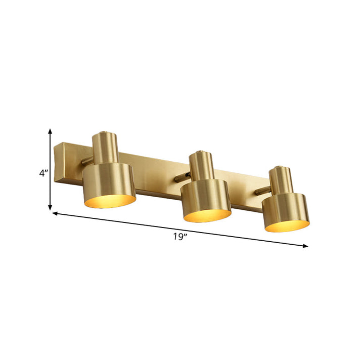 Skørter | Metal Brass Wall Vanity Light Cylinder 1/2/3-Lamp LED Traditionalist Wall Lamp Fixture for the Bathroom