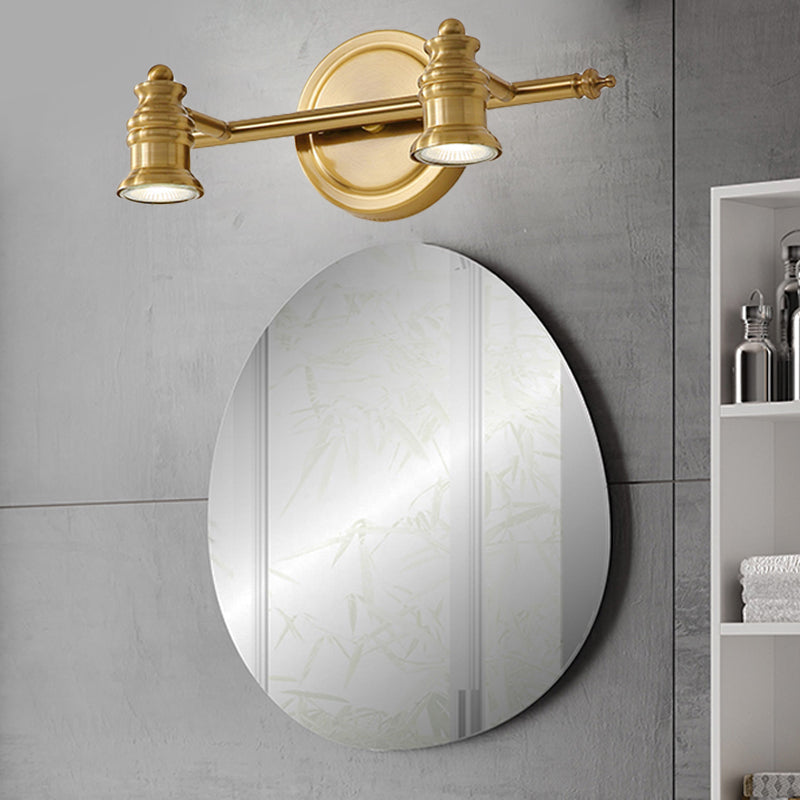 Skørter | Linear Bathroom Mirror Light Traditionalism Metal 2/3/4-Lamp Brass Wall Sconce Lighting