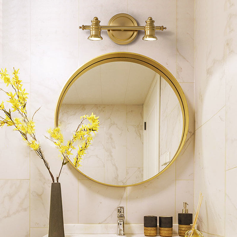 Skørter | Linear Bathroom Mirror Light Traditionalism Metal 2/3/4-Lamp Brass Wall Sconce Lighting