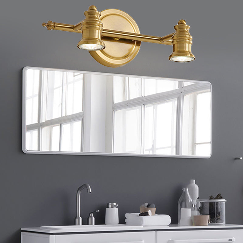 Skørter | Linear Bathroom Mirror Light Traditionalism Metal 2/3/4-Lamp Brass Wall Sconce Lighting