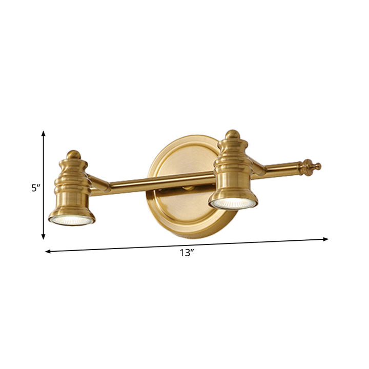 Skørter | Linear Bathroom Mirror Light Traditionalism Metal 2/3/4-Lamp Brass Wall Sconce Lighting