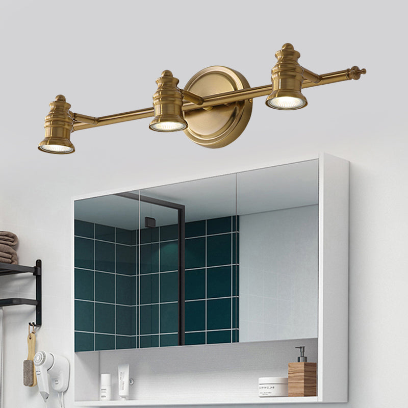 Skørter | Linear Bathroom Mirror Light Traditionalism Metal 2/3/4-Lamp Brass Wall Sconce Lighting