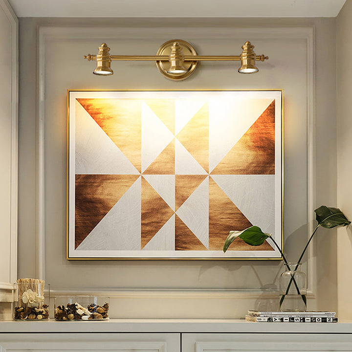 Skørter | Linear Bathroom Mirror Light Traditionalism Metal 2/3/4-Lamp Brass Wall Sconce Lighting
