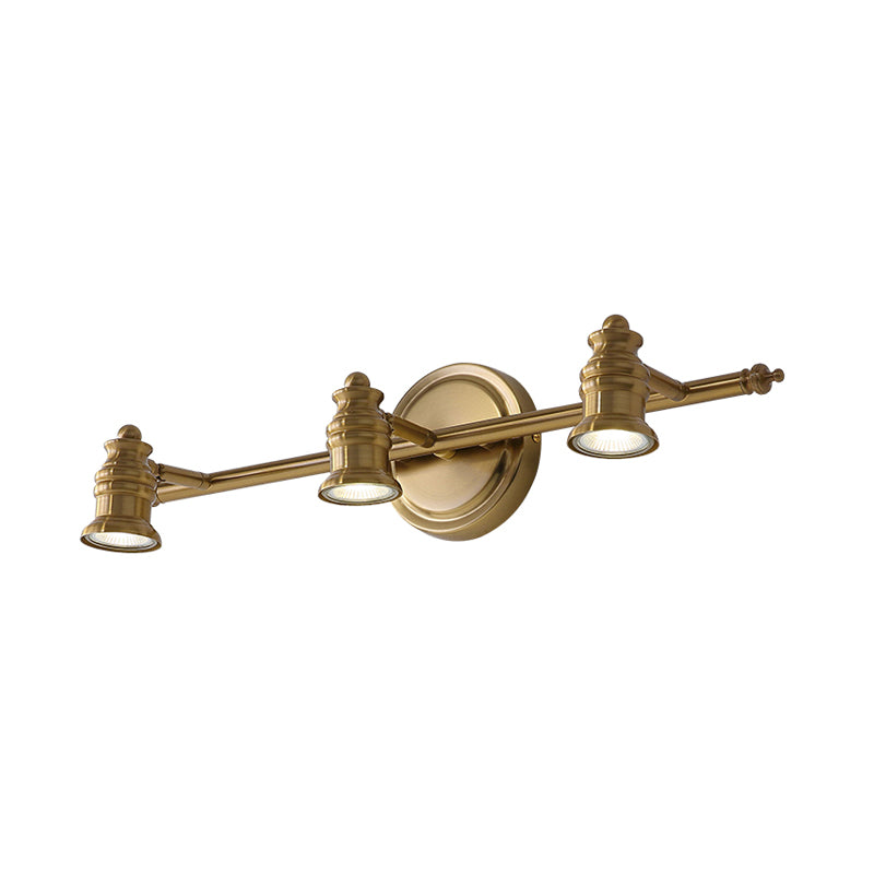 Skørter | Linear Bathroom Mirror Light Traditionalism Metal 2/3/4-Lamp Brass Wall Sconce Lighting