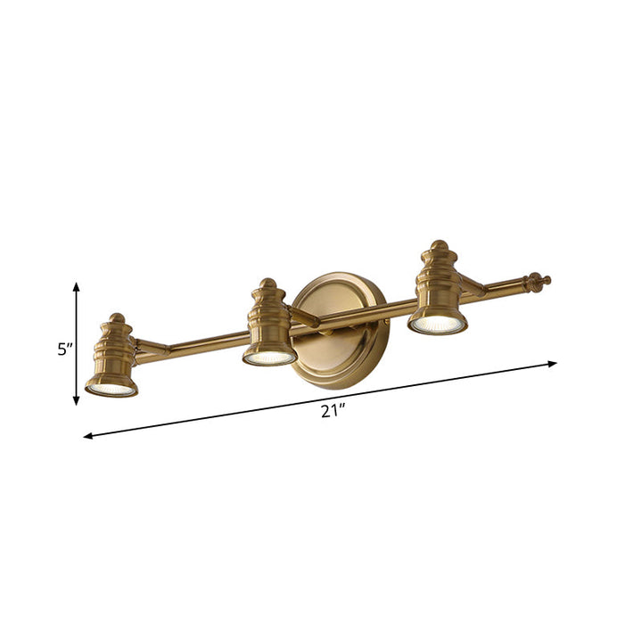 Skørter | Linear Bathroom Mirror Light Traditionalism Metal 2/3/4-Lamp Brass Wall Sconce Lighting