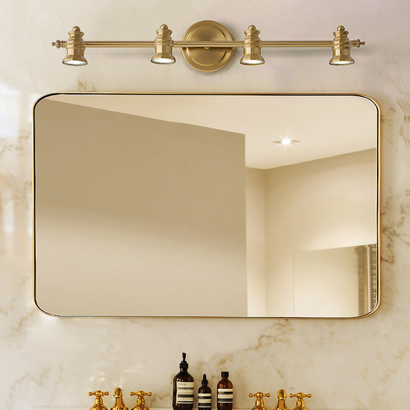 Skørter | Linear Bathroom Mirror Light Traditionalism Metal 2/3/4-Lamp Brass Wall Sconce Lighting