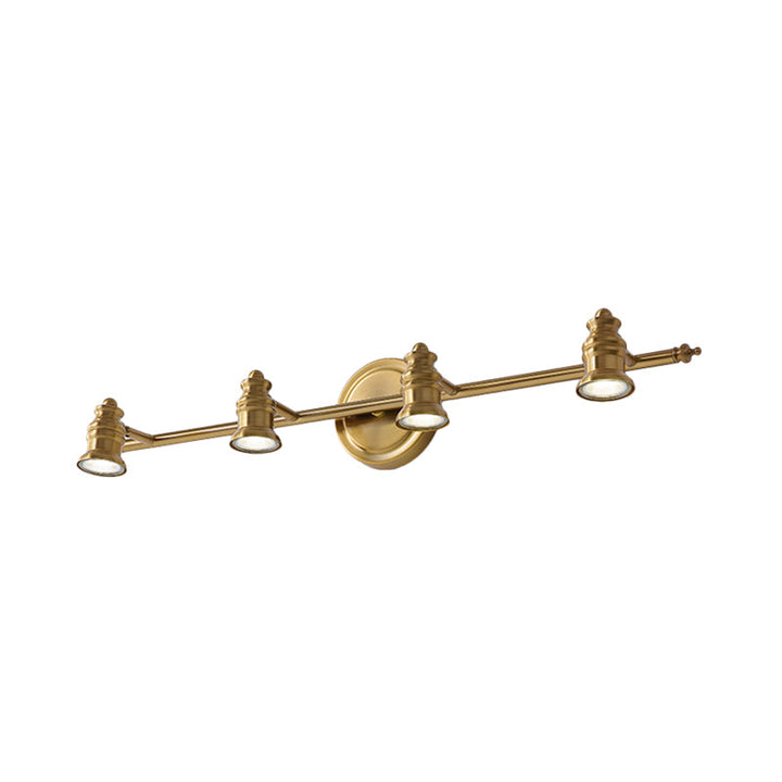 Skørter | Linear Bathroom Mirror Light Traditionalism Metal 2/3/4-Lamp Brass Wall Sconce Lighting